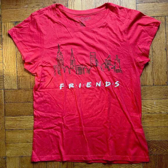 FRIENDS Tops - Friends TV Show Womens Red Graphic T Shirt Size Small Puffy Letters Skyline Y2K